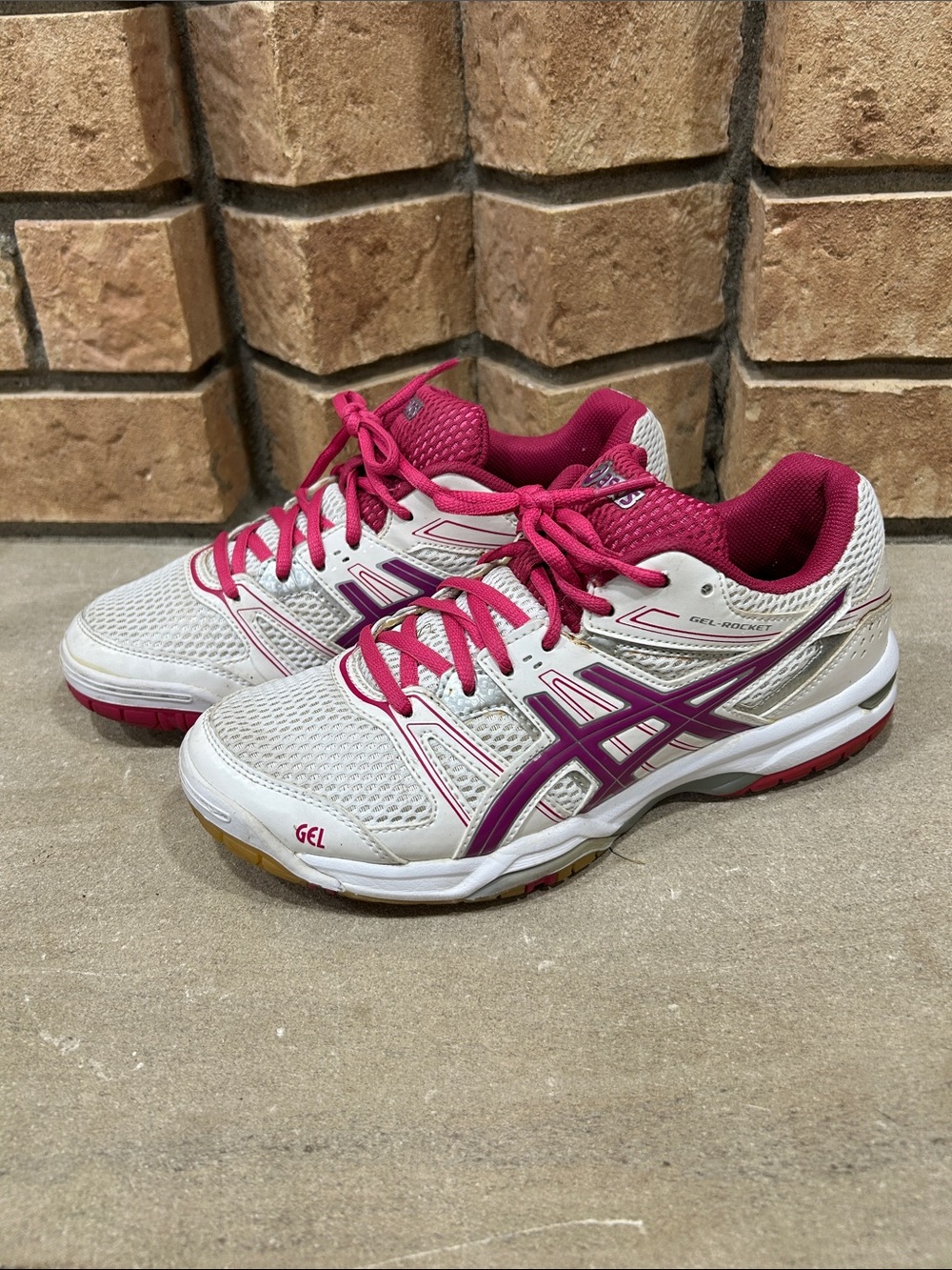 Asics Gel Rocket B455N Athletic Sneakers Women’s Size 8 white pink